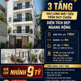 🔥 TÒA CĂN HỘ 3 TẦNG – SAU LƯNG MẶT TIỀN TRẦN DUY CHIẾN – DIỆN TÍCH ĐẸP, NGANG RỘNG 🔥