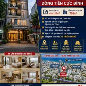 🔥 TOÀ NHÀ 7 TẦNG MẶT TIỀN CHÍNH HỮU – DT GẦN 120M² – DÒNG TIỀN GẦN 100 TRIỆU/THÁNG – KINH