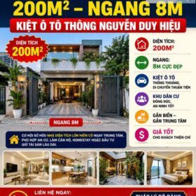 🔥 BÁN NHÀ DIỆN TÍCH KHỦNG 200M² – NGANG 8M – KIỆT Ô TÔ THÔNG NGUYỄN DUY HIỆU 🔥  🏡