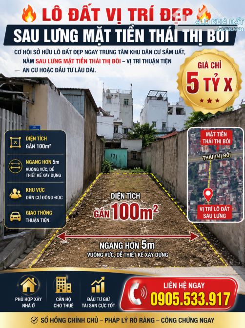 018690205-1818-ban-dat-tho-cu-dat-o-quan-thanh-khe-chinh-chu 🔥 LÔ ĐẤT VỊ TRÍ ĐẸP – SAU LƯNG MẶT TIỀN THÁI THỊ BÔI 🔥