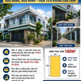 🔥🔥 BÁN NHÀ 2 TẦNG 2 MẶT TIỀN TRƯỚC SAU – BÀU NĂNG, HÒA MINH – DIỆN TÍCH KHỦNG GẦN 140M²