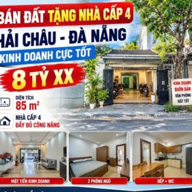 BÁN ĐẤT TẶNG NHÀ CẤP 4 – HẢI CHÂU – GẦN 90M² – 8 TỶ XX– M2, MẶT TIỀN M, ĐƯỜNG M, LỀ M