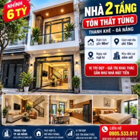 NHÀ 2 TẦNG KỀ GÓC 2 MẶT TIỀN TÔN THẤT TÙNG – ĐÀ NẴNG -DT GẦN 60M2- NHỈNH 6 TỶ.