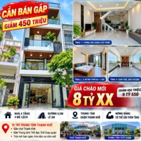 NHÀ 4 TẦNG – TRUNG TÂM THANH KHÊ , SÁT ĐIỆN BIÊN PHỦ – NHỈNH 8 TỶM2, MẶT TIỀN M, ĐƯỜNG M, LỀ M